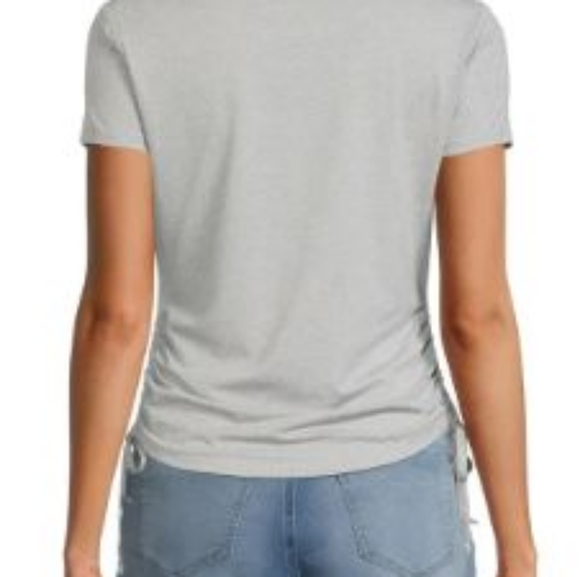 5/$25 No Boundaries RUCHED SIDE SHORT SLEEVE SEQUIN HEART T-SHIRT - Picture 2 of 3